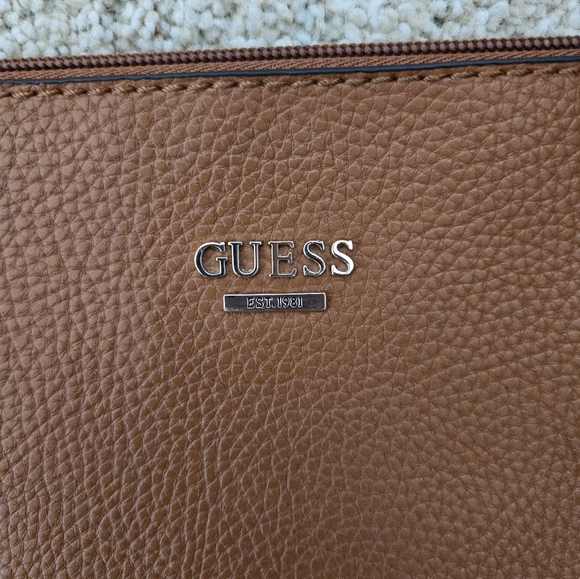 Vintage Guess Brown Textured Shoulder Bag Gold Details - Picture 6 of 14